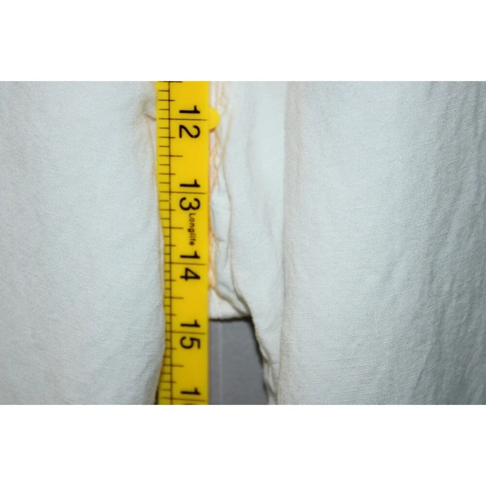 Alfani Cropped Pants Womens Size XXL White Linen Blend 2 Pockets Drawstring